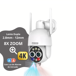 Meeg Câmara de Vigilância Exterior Rotativa Dual Lens 8mp 4K - MGA08ZNB