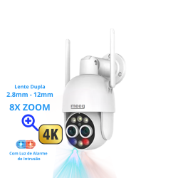 Meeg Câmara de Vigilância Exterior Rotativa Dual Lens 8mp 4K - MGA08ZNB