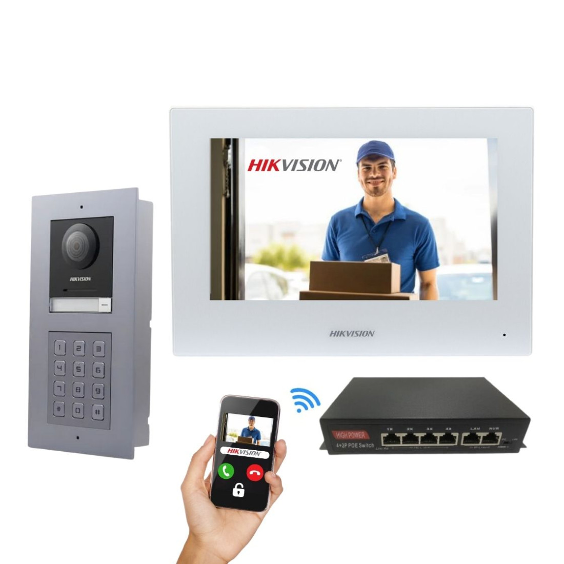 Hikvision Kit Videoporteiro inteligente Cabo POE - DS-KD8003-IME1/S-2