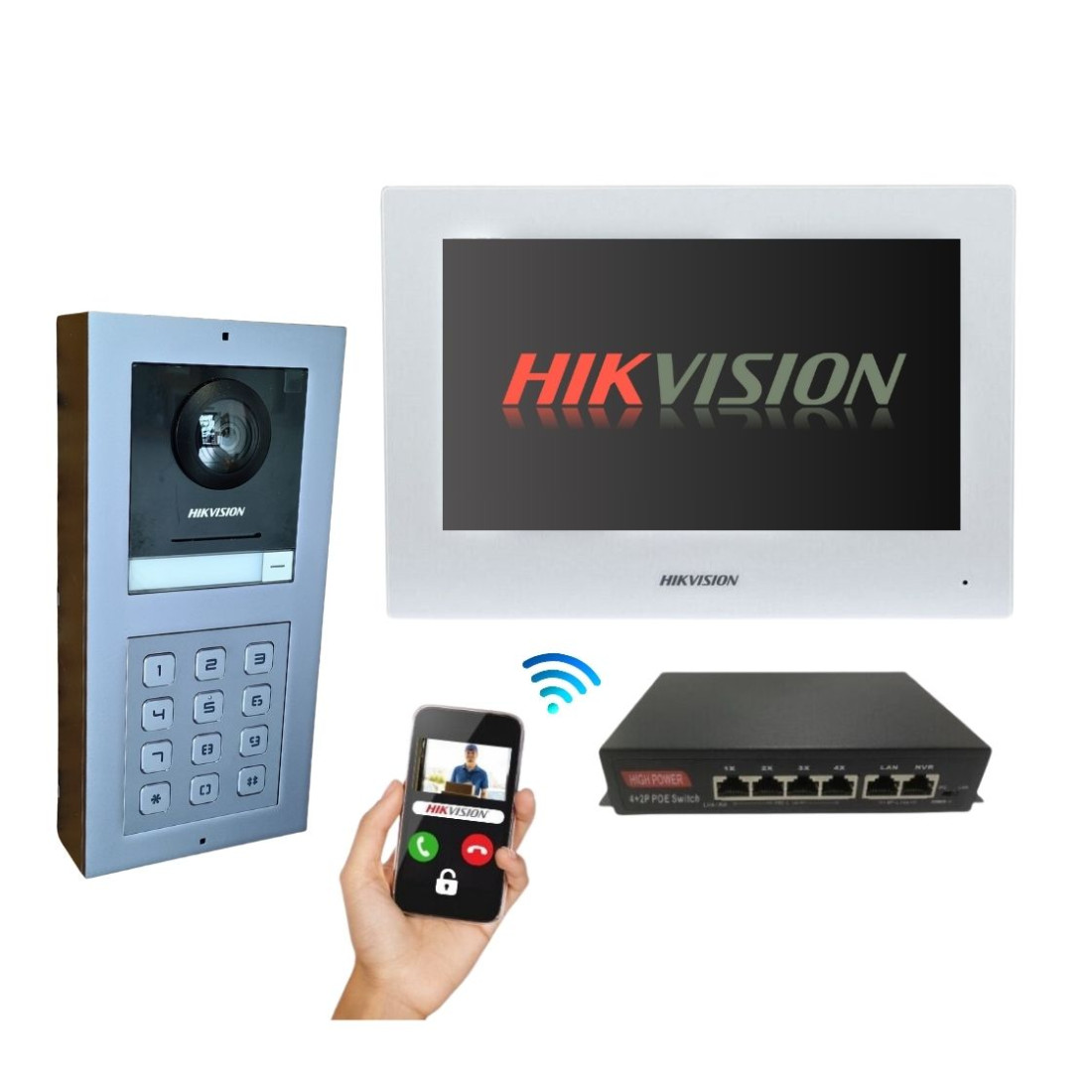 Hikvision Kit Videoporteiro inteligente Cabo POE - DS-KD8003-IME1/S