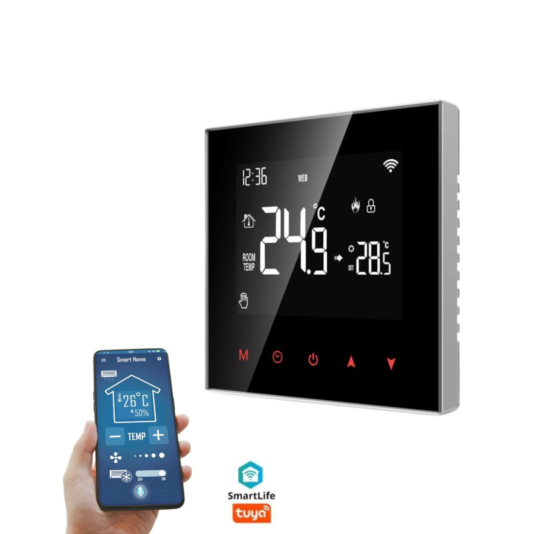 Termostato Wifi inteligente com painel Tuya - MGCA21