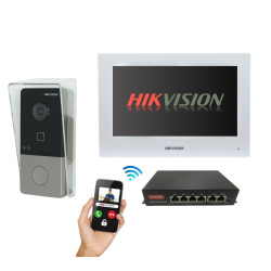 Hikvision Kit Videoporteiro inteligente Cabo POE - DS-KIS603-PW(Plus)