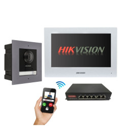 Hikvision Kit Videoporteiro inteligente Cabo POE - DS-KIS602W-F