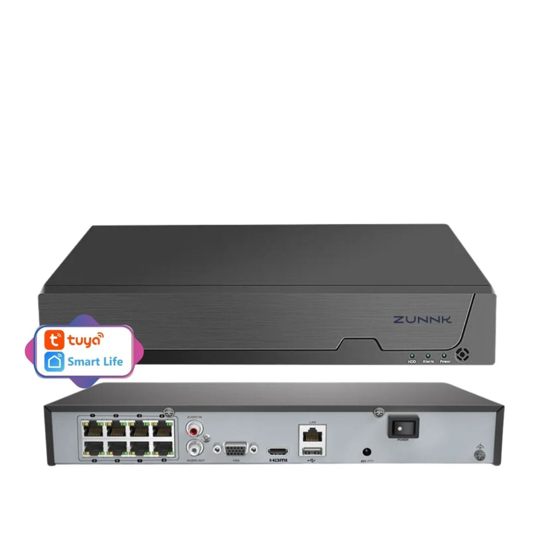 ZUNNK NVR POE 8CH 8MP 4K Tuya - MGNVRP08P