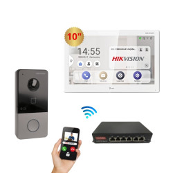 Hikvision kit videoporteiro inteligente POE  10" - DS-KH9510-WTE1-KV6113-WPE1