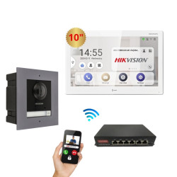 Hikvision kit videoporteiro inteligente POE  10" - DS-KH9510-WTE1-KD8003-Flush