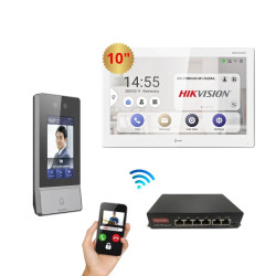 Hikvision kit videoporteiro inteligente e controlo facial POE 10" - DS-KH9510-KV9503-WBE1