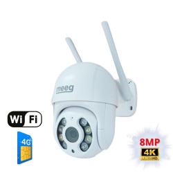 Meeg Câmara 4G LTE/WIFI 8MP 4K de Vigilância Exterior Rotativa - MGA08B4G