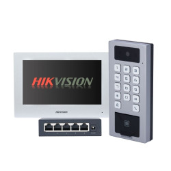 Hikvision Kit Videoporteiro e Controlo de Acessos - DS-K1T502DBFWX-C+DS-KH6320