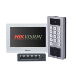 Hikvision Kit Videoporteiro e Controlo de Acessos - DS-K1T502DBWX-C+DS-KH6320