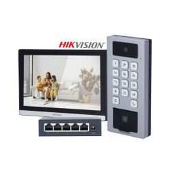 Hikvision Kit Videoporteiro e Controlo de Acessos - DS-K1T502DBFWX-C+DS-KH6350