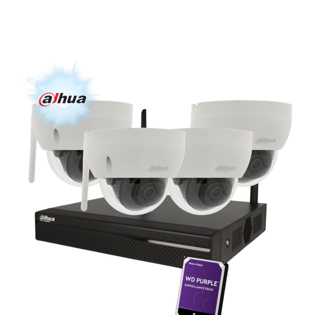 Dahua Kit Câmaras de Vigilância Fixas Exterior 4MP 2K - NVR-IPC-HDBW1430DE-SW Dahua Kit Câmaras de Vigilância Fixas Exterior 4MP 2K - NVR-IPC-HDBW1430DE-SW