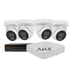 Kit Câmaras de Vigilância POE 6MP Turret com NVR AJAX- KAJKT6