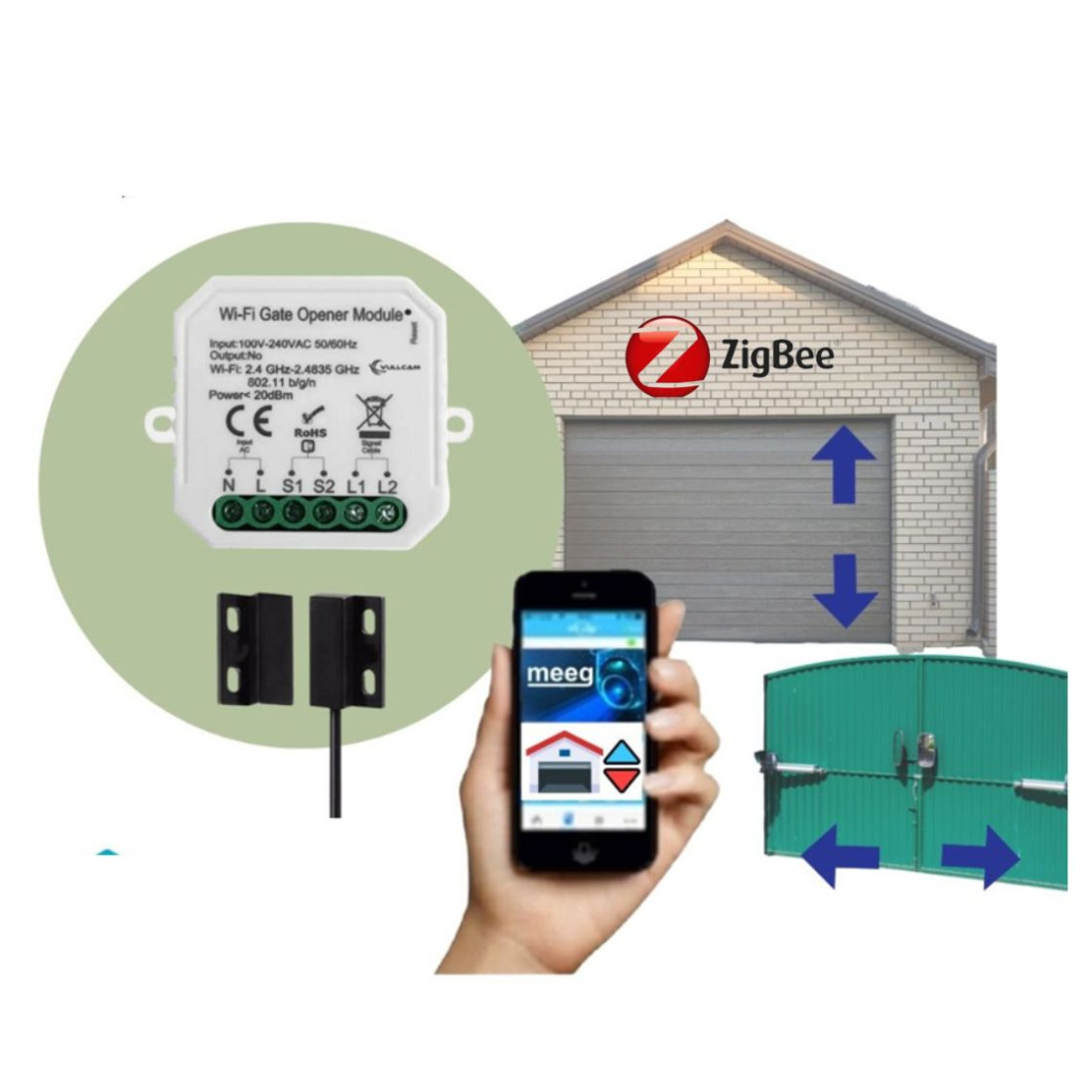 Módulo Zigbee Inteligente Abertura de Portão - MGWIG08Z