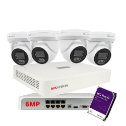 Hikvision Kit Câmaras de Vigilância POE Dome 6MP Exterior- VLPK06DBH