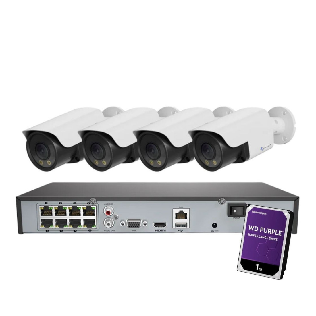 Vullcam Kit Câmaras de Vigilância POE Bullet 6MP Zoom Ótico - Exterior - VLPK06Z2