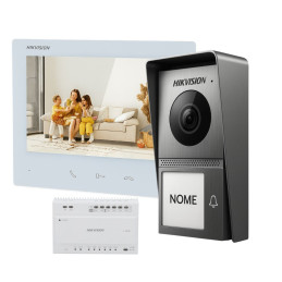 Hikvision kit de videoporteiro com dois relés tecnologia 2 Fios HD com WiFi - DS-KIS705EY-W