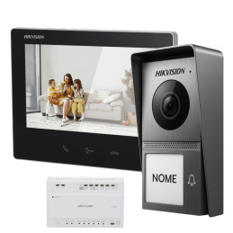 Hikvision kit de videoporteiro com dois relés Tecnologia 2 Fios HD com WiFi - DS-KIS705EY-B