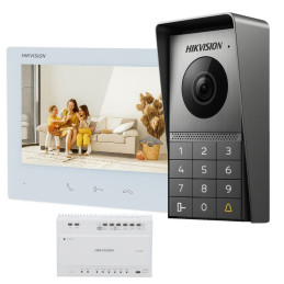 Hikvision kit de videoporteiro com dois relés tecnologia 2 Fios HD com WiFi - DS-KIS706EY-W