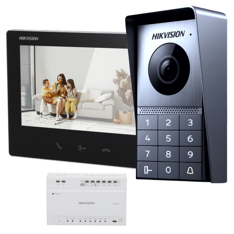 Hikvision kit de videoporteiro com dois relés tecnologia 2 Fios HD com WiFi - DS-KIS706EY-B