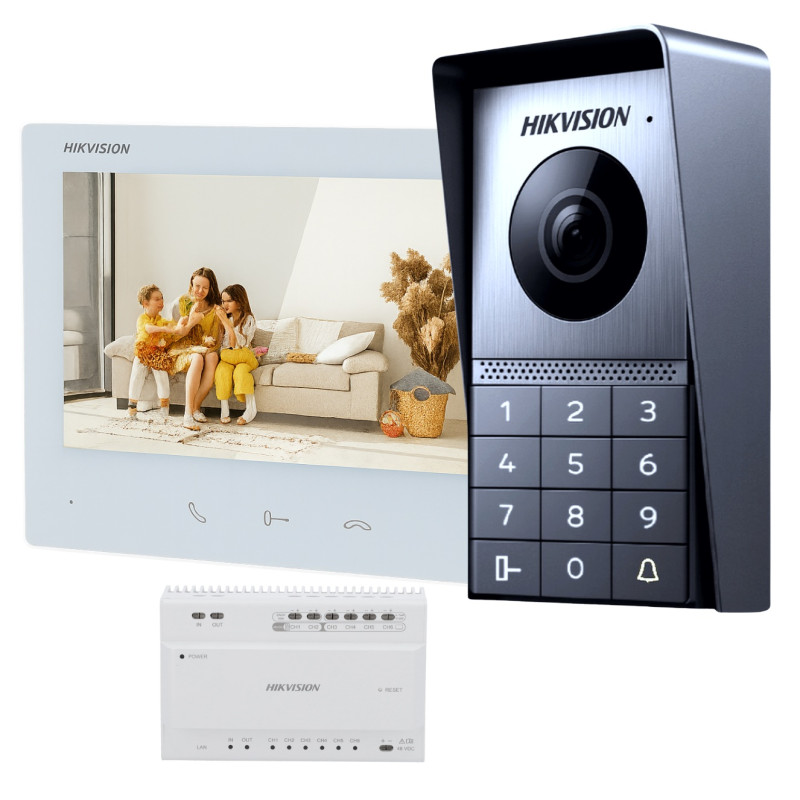Hikvision kit de videoporteiro com dois relés tecnologia 2 Fios HD com WiFi - DS-KIS706EY-W
