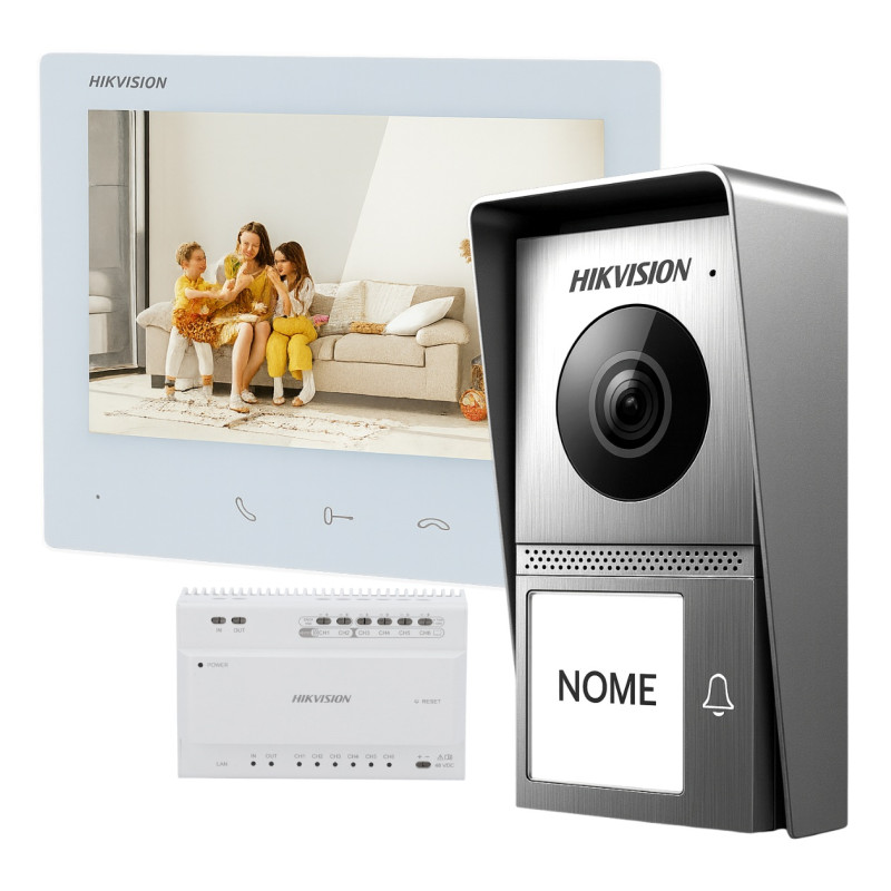 Hikvision kit de videoporteiro com dois relés tecnologia 2 Fios HD com WiFi - DS-KIS705EY-W