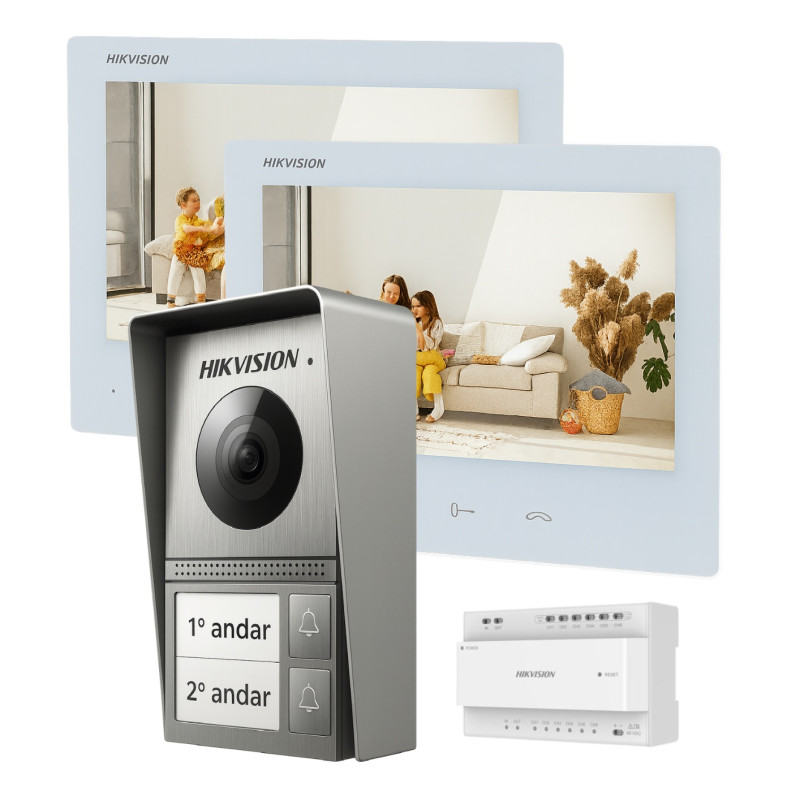 Hikvision kit de videoporteiro com duas habitações tecnologia 2 Fios HD com WiFi - DS-KIS705EY-2 Hikvision kit de videoporteiro com duas habitações tecnologia 2 Fios HD com WiFi - DS-KIS705EY-2