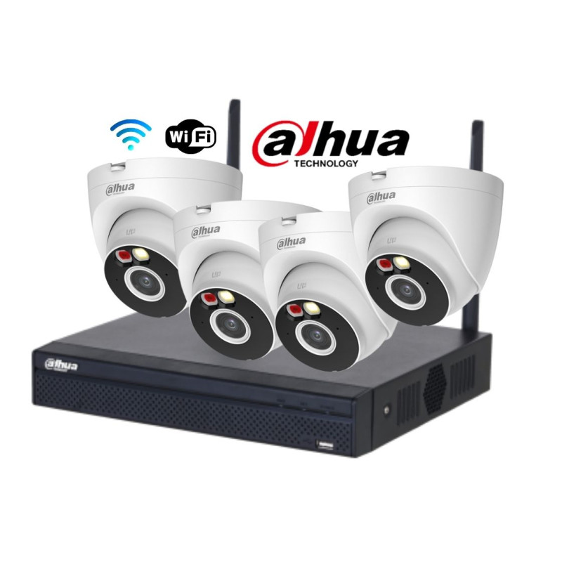 Dahua Kit Câmaras WiFi de Vigilância Fixas Interior Exterior 5MP 2K - NVR-DH-IPC-HDW1539DAP-SAW-IL