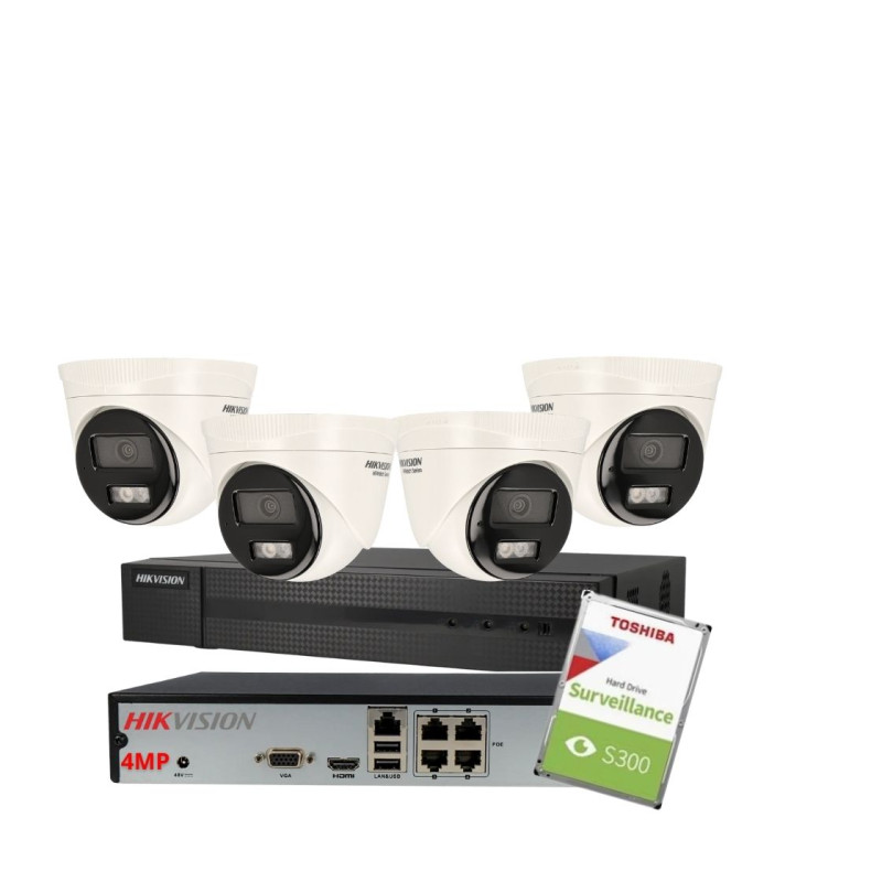 Hikvision Kit Câmaras de Vigilância Dome POE 4MP - HIKFHAD