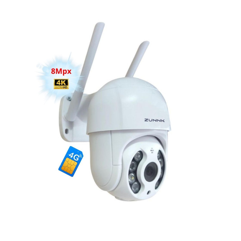 Meeg Câmara 4G LTE/WIFI 8MP 4K de Vigilância Exterior Rotativa - MGA08B4G