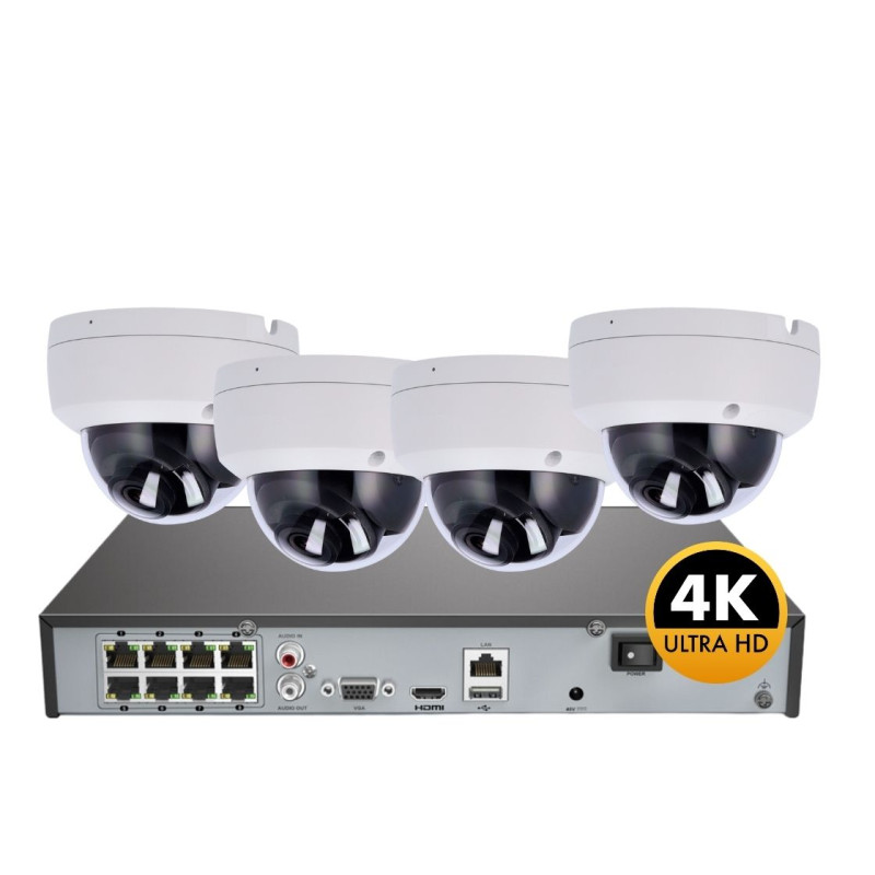Kit Câmaras de Vigilância POE Dome 8MP 4K Exterior- EA8KY