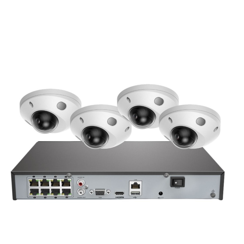 Kit Câmaras mini dome de Vigilância POE 5MP - AEH5D