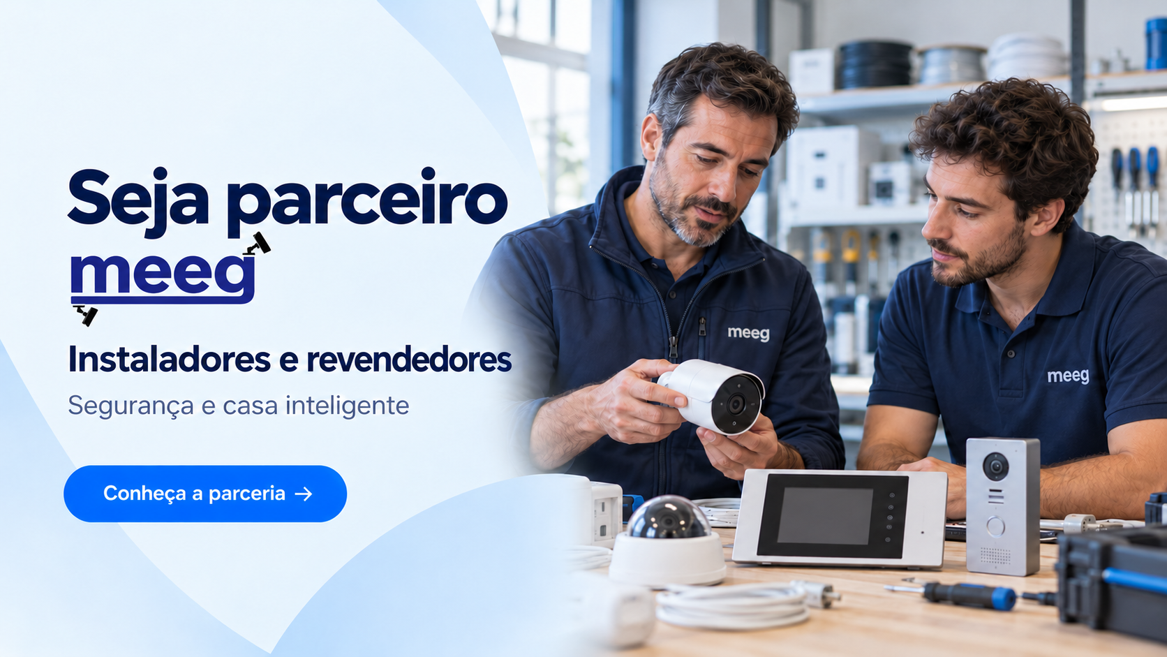 Seja parceiro Meeg — Instaladores e revendedores. Conheça a parceria.